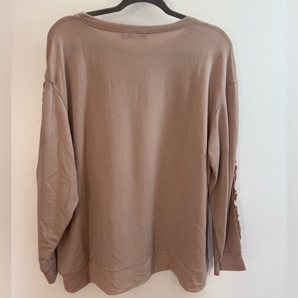Oxford & Park Dusty Mauve Ruffle Sleeve Top 1X - Picture 5 of 5